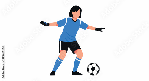 Female soccer player in action with transparent background