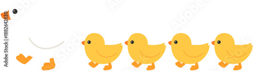 봄날 귀여운 오리가족