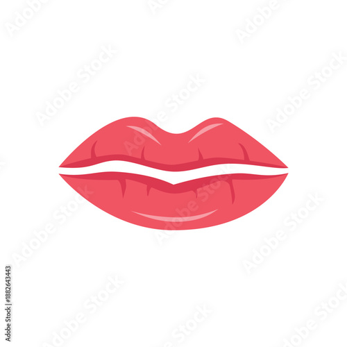 Stylized Pink Lips Icon. Body part illustration. Beauty lips. Valentine set sticker.