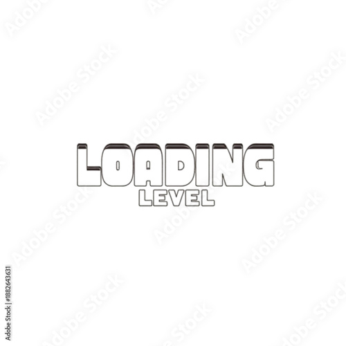 Retro Gaming Loading Level Text Vector Graphic with 3D Outline Effect