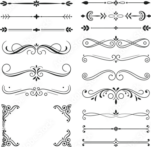 Elegant Vintage Flourish Divider Vector Ornament Collection