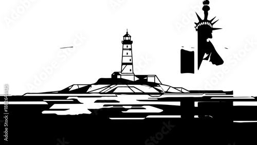 Esoteric Element Tarot Card Illustration with Winged Angelic Figure, Mystical Divine Spirit Line Art Design