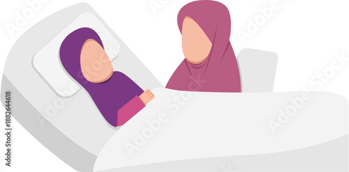 Hijab Woman Visiting Another Woman In Hospital