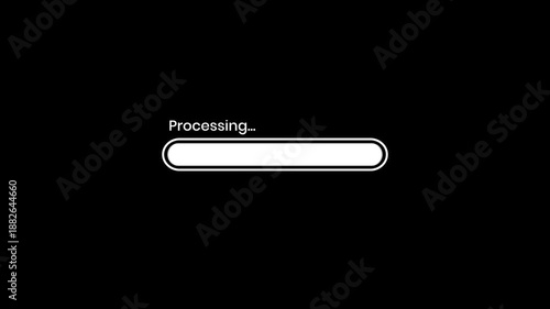 UI Loading Bar Processing Loop Animation Video, RGB + Alpha Black Background.