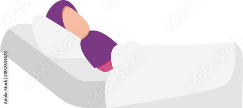 Sick Hijab Woman Lying On Bed