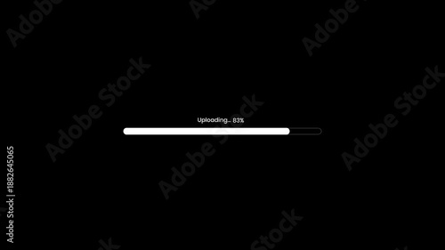 Upload Loading Bar Animation Loop Video Motion Graphics, RGB + Alpha Black Background.