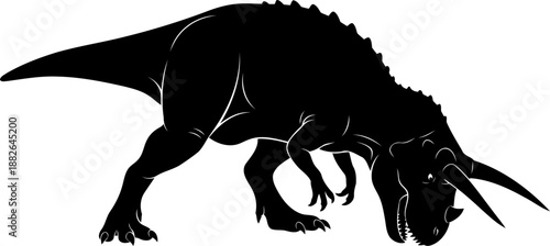 Carnotaurus dinosaur silhouette, a detailed predatory theropod with its head lowered.