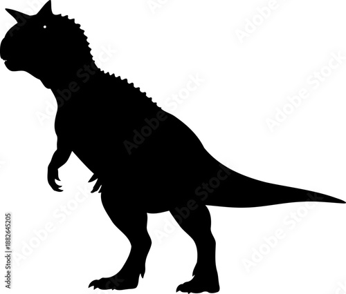 Carnotaurus dinosaur silhouette, a horned bipedal theropod standing in profile.
