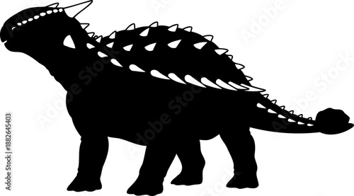 Euoplocephalus dinosaur silhouette, a detailed armored herbivore with a club tail.