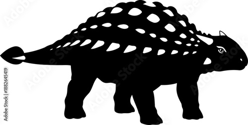 Euoplocephalus dinosaur silhouette, a heavily armored herbivore walking with its distinctive bony club tail.