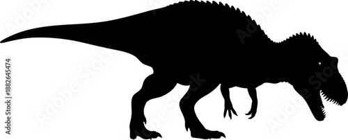 Giganotosaurus dinosaur silhouette, a colossal bipedal theropod striding with powerful legs.