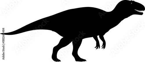 Giganotosaurus dinosaur silhouette, a massive bipedal theropod walking.