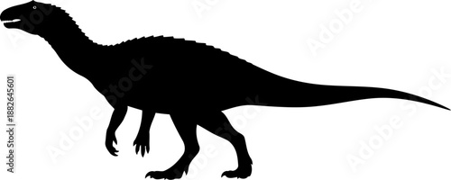 Iguanodon dinosaur silhouette, a large herbivorous ornithopod with distinctive thumb spikes.