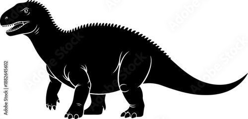 Iguanodon dinosaur silhouette, a robust bipedal herbivore with a powerful build.