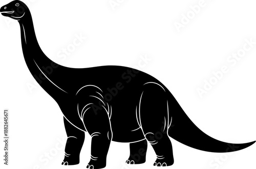 Large brontosaurus sauropod vector illustration, featuring internal line details.