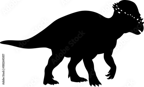 Pachycephalosaurus dinosaur silhouette, a bipedal herbivore walking with its prominent domed head.