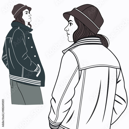 Stylish Men's Fashion Jacket Outerwear Mockup, Minimalist Apparel Design for Seasonal Clothing Collection, Vector Illustration Isolated on White Background