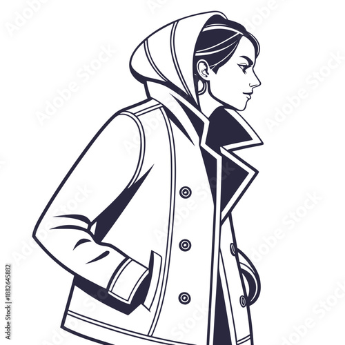 Premium Casual Fashion Jacket for Men or Women, Minimalist Clothing Icon for E-commerce and Retail Design, Vector Art on White Background