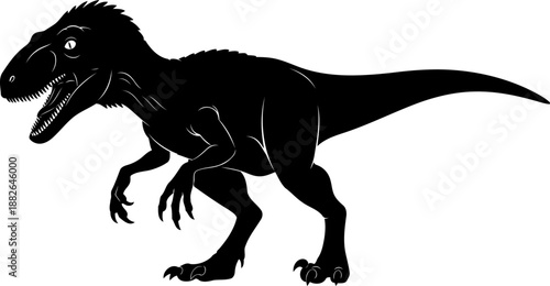 Powerful allosaurus dinosaur silhouette, a bipedal theropod predator in profile.