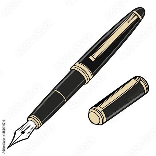 Elegant High-End Fountain Pen for Professional Signature and Calligraphy on White Background