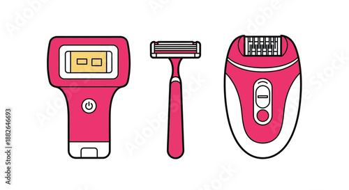 A set of pink electric and manual razors for women's grooming