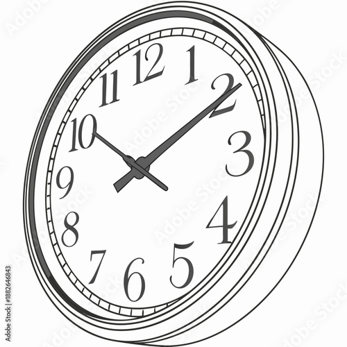 Modern wall clock with a minimalist design on a white background, perfect for timekeeping and interior decoration