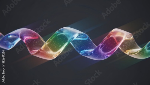 Prismatic glass helix structure twisting on a dark background.