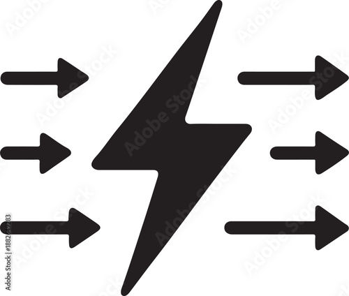 Electricity icon representing controlled power flow using directional channels.
