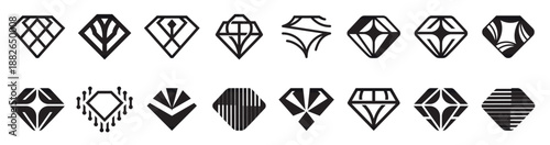 Minimalist vector diamond logo inspiration. icon set jewellery line at style gemstones vector illustration.