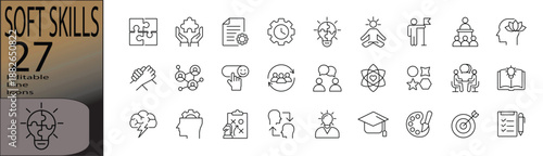 Soft Skills line editable icon set. Editable stroke. Vector illustration