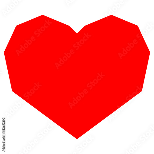 角ばった形の赤いハートのデザインイラスト
