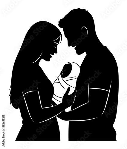 Happy Adoptive Family - Vector Illustration