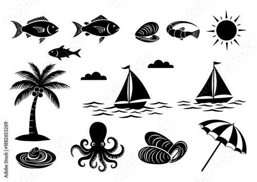 Summer Vacation Doodles - Coastal & Beach Vector Set