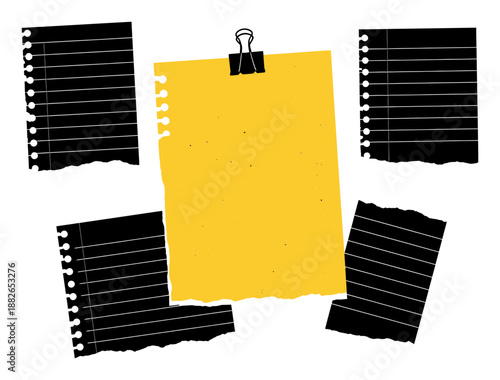 Torn Paper Background - Yellow Grunge Texture with Paperclip