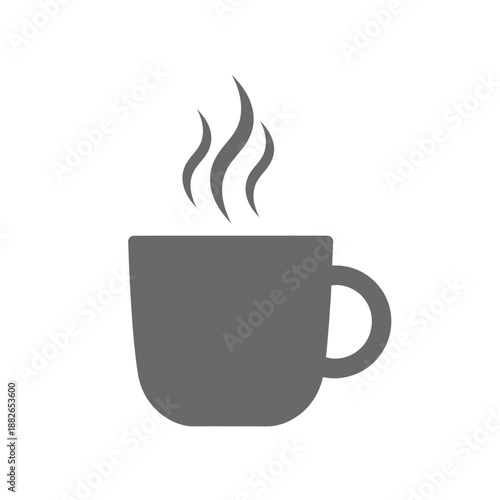 Steaming Coffee Cup Icon, Hot Beverage, Minimalist Design