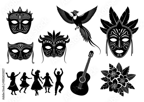 Brazilian Culture Symbols - Vector Illustration