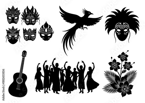 Brazilian Culture Symbols - Vector Illustration