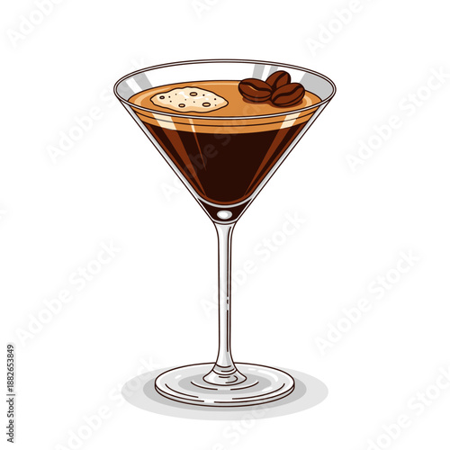 Espresso Martini Cocktail with Coffee Beans - Illustration
