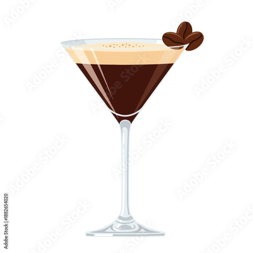 Espresso Martini Cocktail with Coffee Beans Garnish