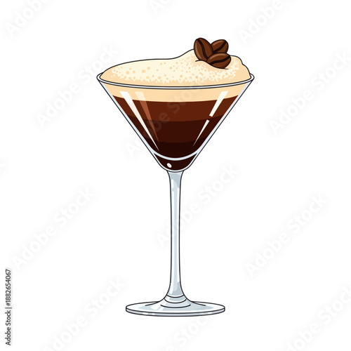 Espresso Martini Cocktail with Coffee Beans Garnish