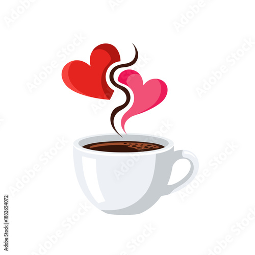 Broken Heart Coffee Cup with Steam - Symbol of Love and Breakup
