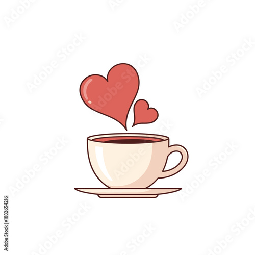 Cozy Coffee Cup with Heart Steam - Love and Warmth Symbol