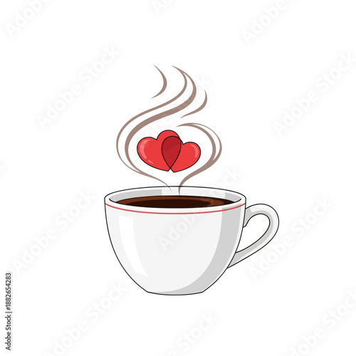Cozy Coffee Cup with Heart Steam - Love and Warmth Illustration
