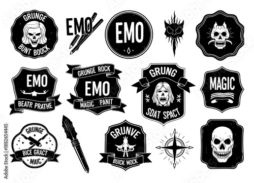 Grunge Doodles & Retro Badges - Hand Drawn Collection