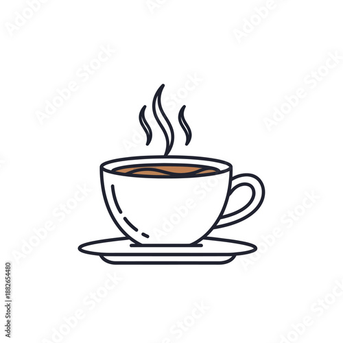 Steaming Hot Coffee Cup Icon with Steam Wisp