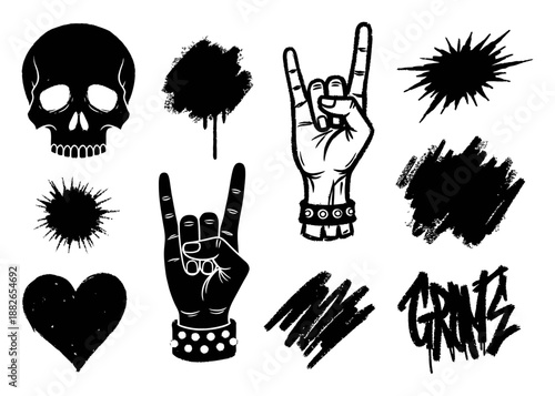 Rock & Roll Stickers - Punk Grunge Doodles