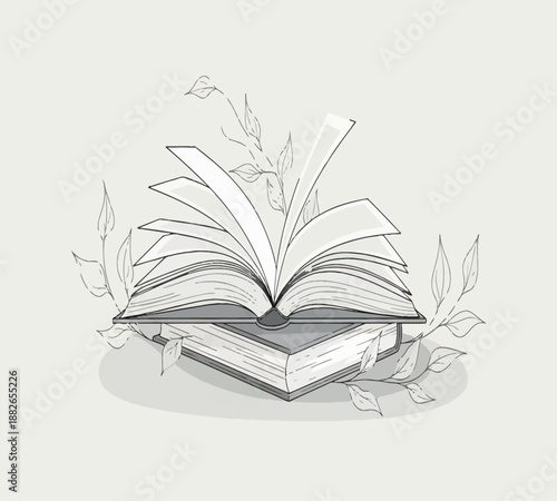 An open book with white pages lies isolated on a white background, symbolizing education, literature, and the wisdom found in a textbook for school reading and knowledge