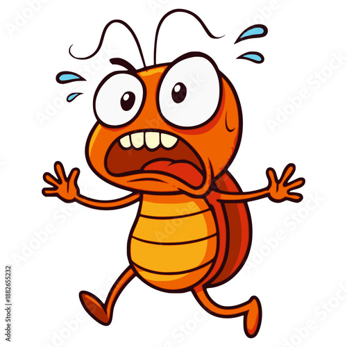 cartoon cute cockroach animal flat color vector illustration template design