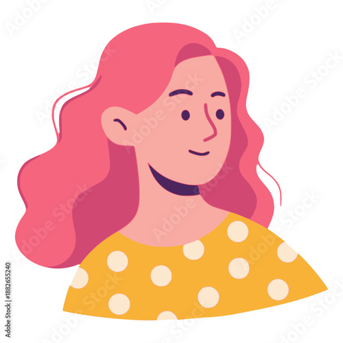 beautiful female face profile avatar flat color vector illustration template design