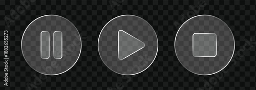 Play button glass icon vector. glass video buttons transparent background symbol. vector illustration